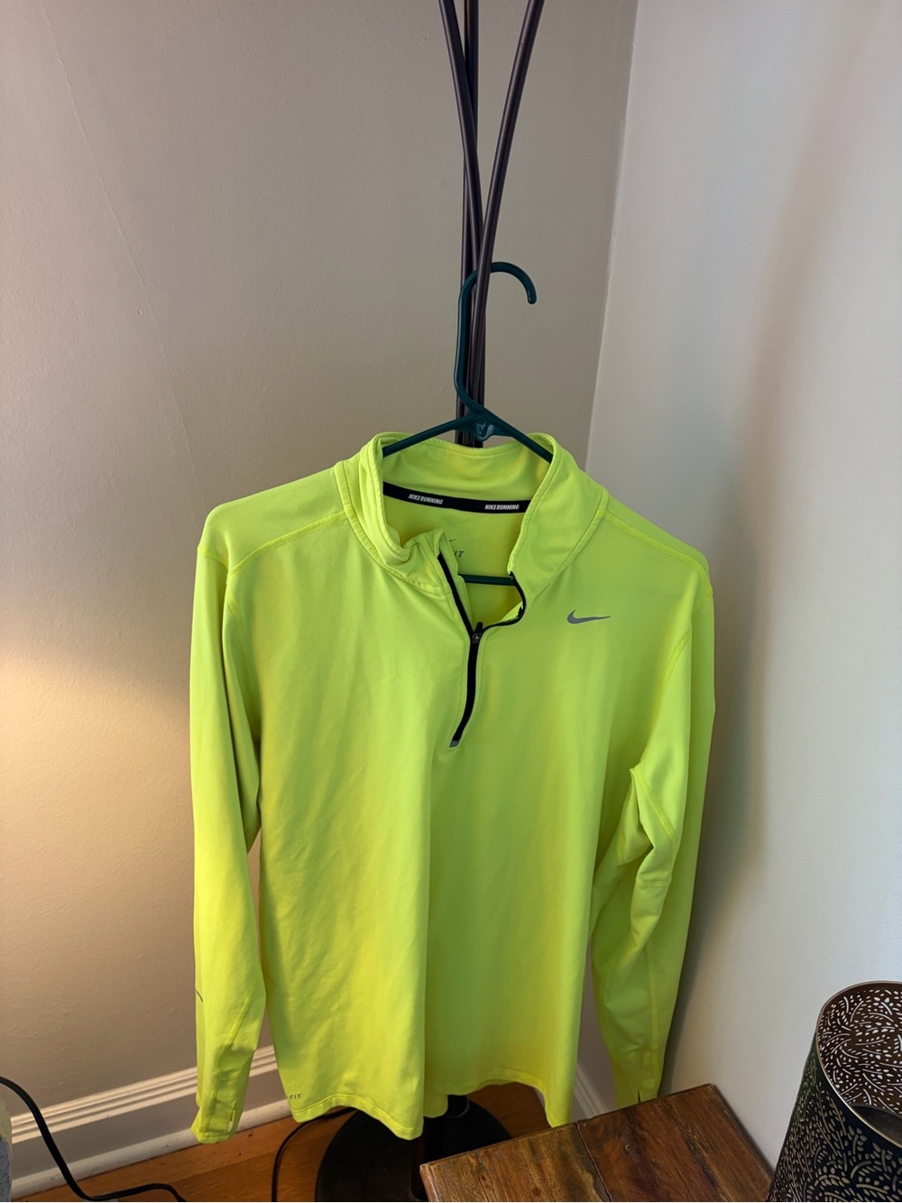 Nike Neon Yellow Quarter-Zip Performance Top Mens large